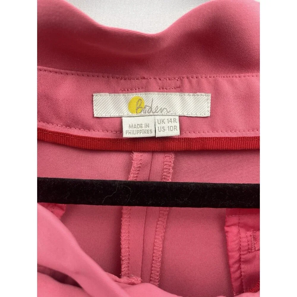 Boden Melina Pink Poppy Paperbag Pants Belted High Rise Straight Leg Size 10R - Picture 15 of 15